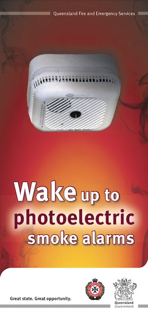 Queensland Fire & Emergency Services brochure, 'Wake up to Photoelectric Smoke Alarms'