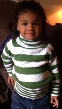 Averyana With green stripped jumper